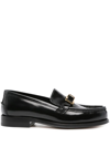 SERGIO ROSSI LOGO-ENGRAVED BUCKLE LOAFERS