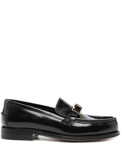 Sergio Rossi Snooth Leather Loafers In Black