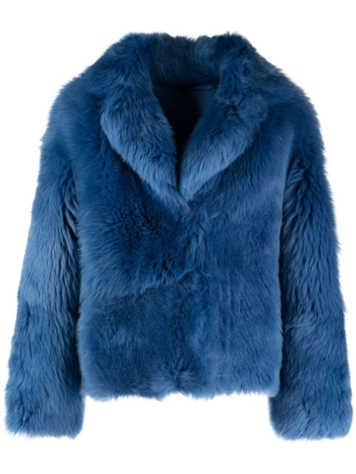 Sword 6.6.44 Real Fur Jacket In Blue