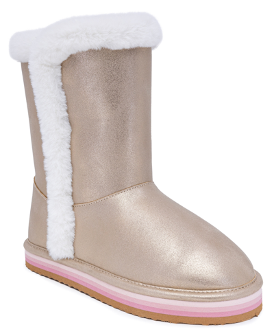 Sugar Kids' Big Girls Milhoja Sueded Faux Fur Cozy Boots In Gold