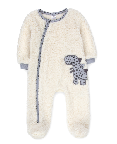 Baby Essentials Baby Boys And Baby Girls Sherpa Footed Coverall In Creme Dino