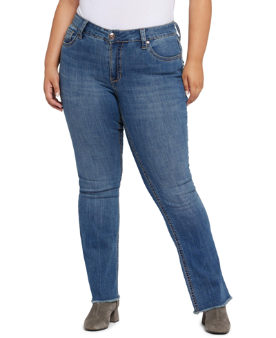 Seven7 Plus Size Mid Rise Flap Pocket Bootcut Jeans In Shelby