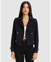 Belle & Bloom Better Off Military Wool Blend Crop Peacoat In Navy