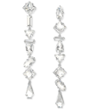 SWAROVSKI RHODIUM-PLATED MIXED CRYSTAL LINEAR DROP EARRINGS