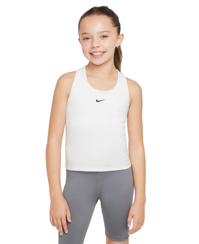 Nike Kids' Big Girls Dri-fit Swoosh Tank Sports Bra In White