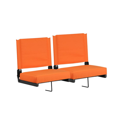 Emma+oliver Set Of 2 500 Lb. Rated Lightweight Stadium Chair With Ultra-padded Seat In Orange