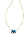 Kendra Scott Elisa Crystal Framed Mother Of Pearl Adjustable Pendant Necklace In 14k Gold Plated, 16 In Bright Grn