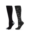 Memoi Women's 2 Pack Sock Set In Floral Black,gray