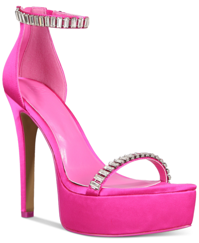 Aaj By Aminah Rayna Embellished Platform Sandals In Pink