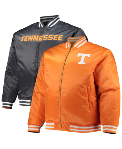 Profile Men's Tennessee Orange And Black Tennessee Volunteers Big And Tall Reversible Satin Full-zip Jacket In Tennessee Orange,black
