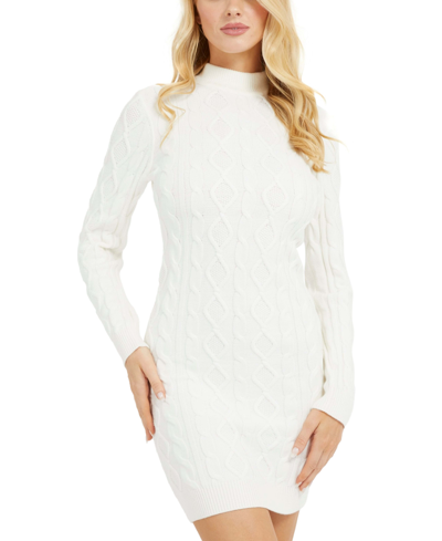 Guess Women's Mock-neck Bodycon Sweater Dress In Dove White