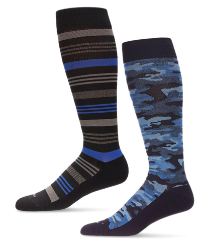 Memoi Women's 2 Pack Sock Set In Stripe Black,navy