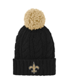 Outerstuff Big Girls Black New Orleans Saints Team Cable Cuffed Knit Hat With Pom In Black