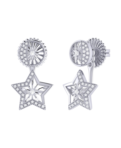 Luvmyjewelry Lucky Star Diamond Stud Earrings In Sterling Silver In Grey