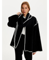 Nocturne Women's Knit Cardigan With Removable Scarf In Black