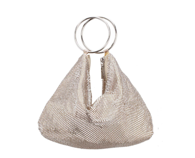 Nina Women's Mesh Double Ring Handle Pouch Bag In Gold-tone