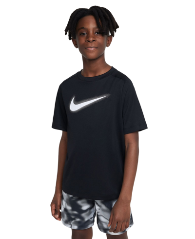 Nike Kids' Big Boys Dri-fit Multi+ Logo-print Training T-shirt In Black,white
