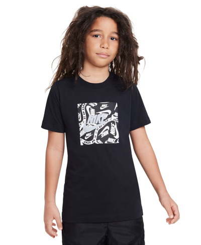 Nike Big Kids Sportswear Relaxed-fit Logo T-shirt In Black