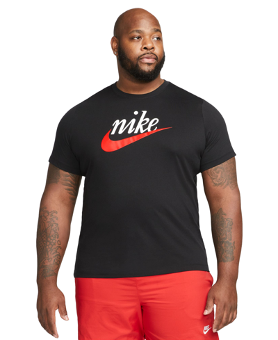 Nike Sportswear Men's Heritage Script Logo Short-sleeve Crewneck T-shirt In Black