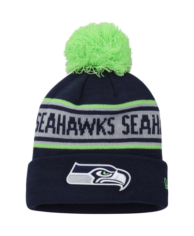 New Era Babies' Preschool Boys And Girls  College Navy Seattle Seahawks Repeat Cuffed Knit Hat With Pom