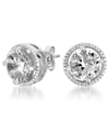 Stella Valentino Sterling Silver With 2.40ctw Lab Created Moissanite Round Solitaire Cluster Halo Stud Earrings