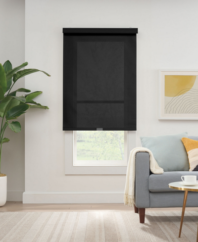Eclipse Solar Cordless Light Filtering Privacy Roller Shade, 72" X 48" In Black