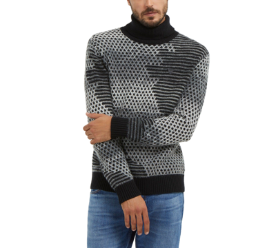 Guess Men's Stitched-knit Sweater In Black And White Space