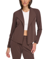 MARC NEW YORK ANDREW MARC SPORT WOMEN'S SUEDED PIQUE DRAPE FRONT CARDIGAN JACKET WITH POCKETS