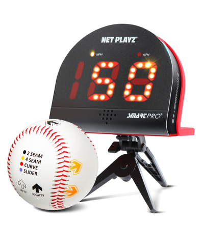 Net Playz Kids' Baseball Combo, Baseball Pitch Trainer Speed Radar Finger Placement Markers Kit In Black