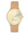 Nine West Women's Quartz Light Brown Faux Leather Band Watch, 40mm In Brown,gold-tone