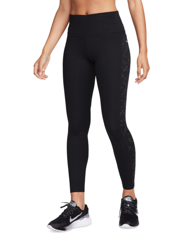 Nike Women's Fast Mid-rise 7/8 Printed Leggings With Pockets In Black