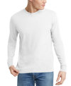 Alternative Apparel Men's Hanes Originals Tri-blend Long Sleeve Henley T-shirt In Eco White