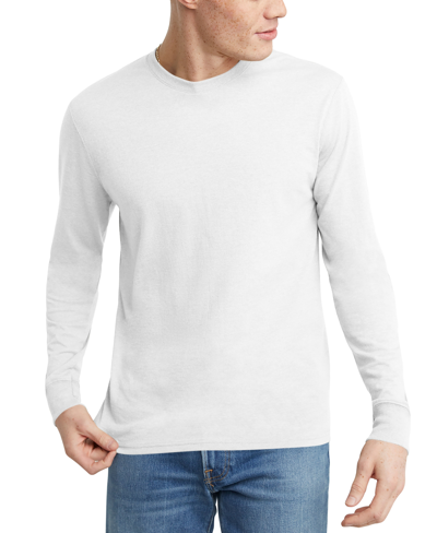 Alternative Apparel Men's Hanes Originals Tri-blend Long Sleeve Henley T-shirt In Eco White