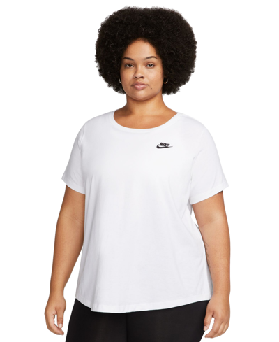 Nike Plus Size Active Sportswear Club Essentials Short-sleeve T-shirt In White