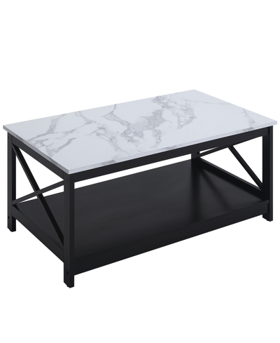 Convenience Concepts 39.5" Medium-density Fiberboard Oxford Coffee Table With Shelf In White Faux Marble,black