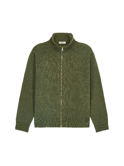 Pangaia Men's Recycled Cashmere Zip Up Sweater — Rosemary Green S