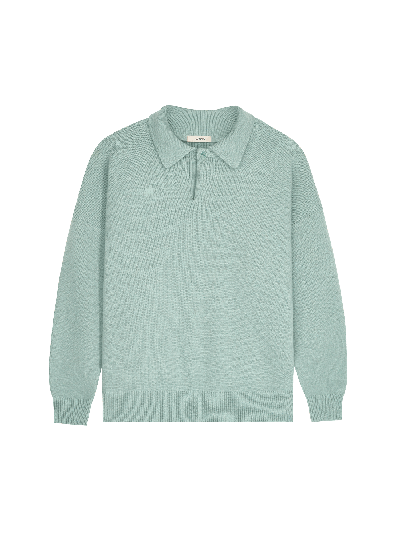 Pangaia Recycled Cashmere Polo Sweater In Eucalyptus Blue