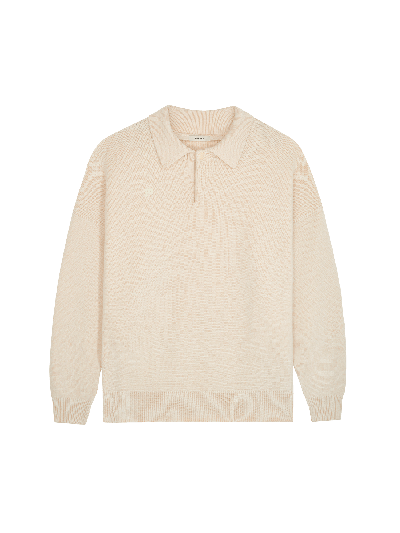 Pangaia Recycled Cashmere Polo Jumper In Ecru Ivory