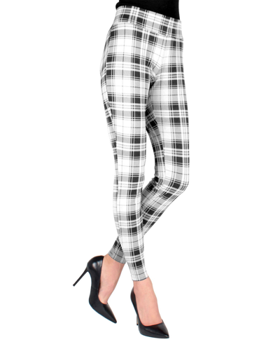 Memoi Tartan Shaping Women's Leggings In Black,whit