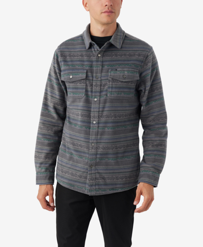 O'neill Glacier Stripe Fleece Snap-up Overshirt In Gray