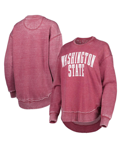 Pressbox Crimson Washington State Cougars Vintage Wash Pullover Sweatshirt