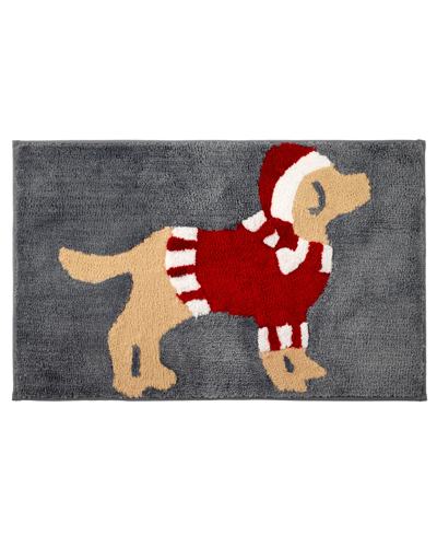 Avanti Christmas Dog Bath Rug, 20" X 32" In Dark Gray