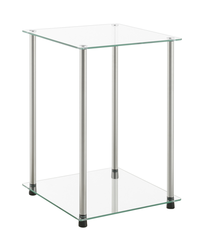 Convenience Concepts 15.75" Glass Designs2go 2 Tier Square End Table In Glass,chrome