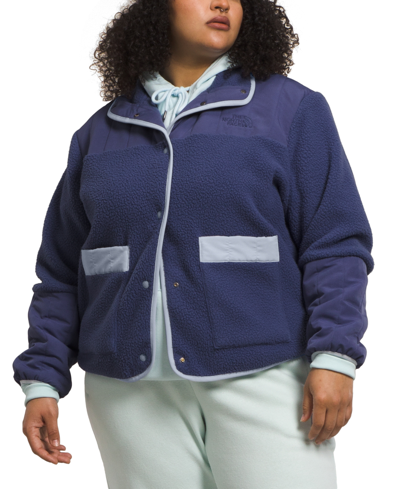 The North Face Plus Size Cragmont Snap-front Fleece Jacket In Cave Blue,dusty Periwinkle