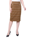 Ny Collection Plus Size Knee Length Double Knit Skirt In Doeskin Black Plaid