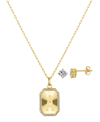 Unwritten Cubic Zirconia Initial Pendant Necklace And Stud Earring Set In Gold A