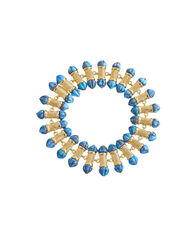 Luvmyjewelry Twisted Rays Turquoise Bracelet In 14k Yellow Gold Plated Sterling Silver