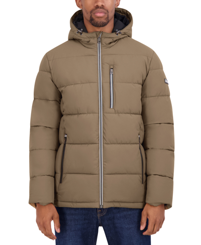 Nautica Hooded Water Resistant Puffer Jacket In Otter