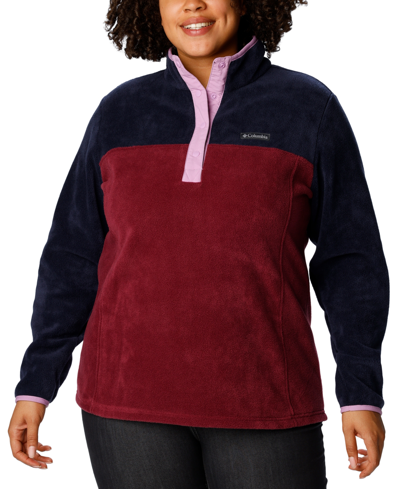 Columbia Plus Size Benton Springs Mock-neck Contrast-trim Jacket In Marionberry,da