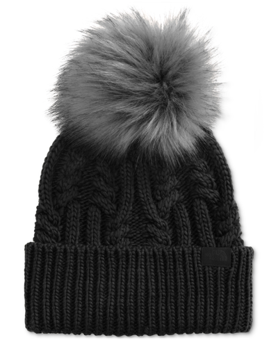 The North Face Women's Oh Mega Cable Knit Pom Pom Beanie In Tnf Black